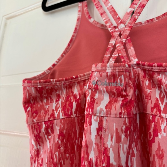 Columbia Pink Orange Athletic Mini Dress Built in Bra Size Medium Pickleball - Picture 9 of 10